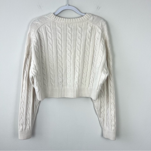 Aritzia Sunday Best Peggy Cable Knit Cropped Sweater Cream Wool Blend - Picture 6 of 6